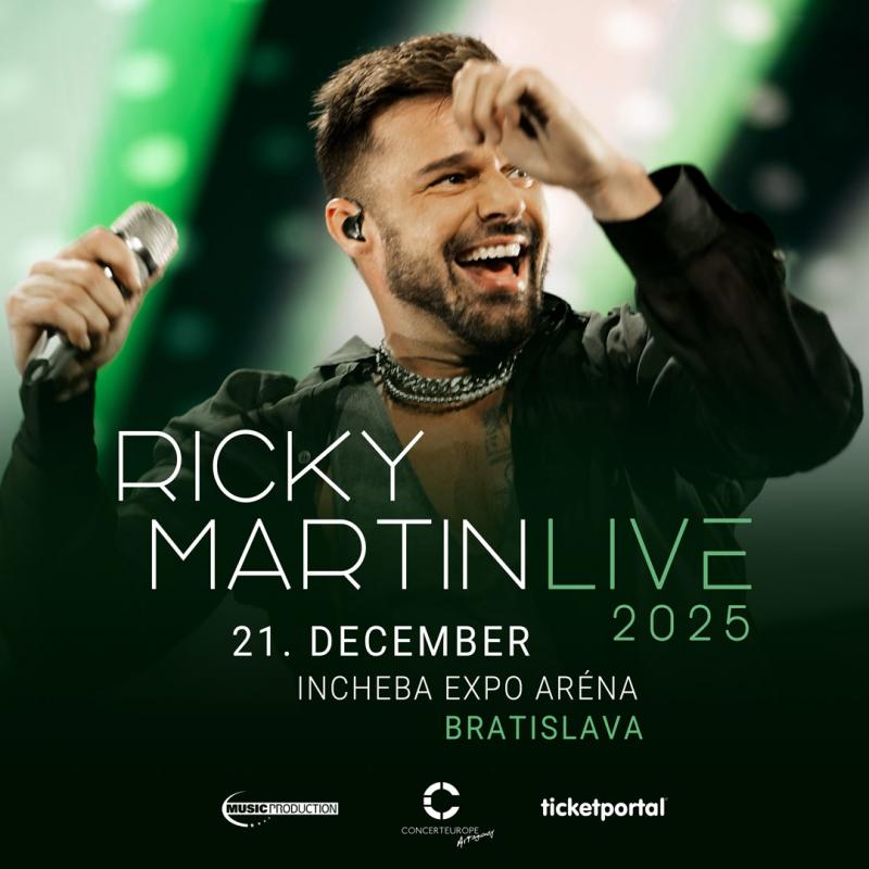 RICKY MARTIN PRICHÁDZA PRVÝKRÁT DO BRATISLAVY! Svetová hviezda Ricky Martin prinesie pred Vianocami svoju šou Live 2025